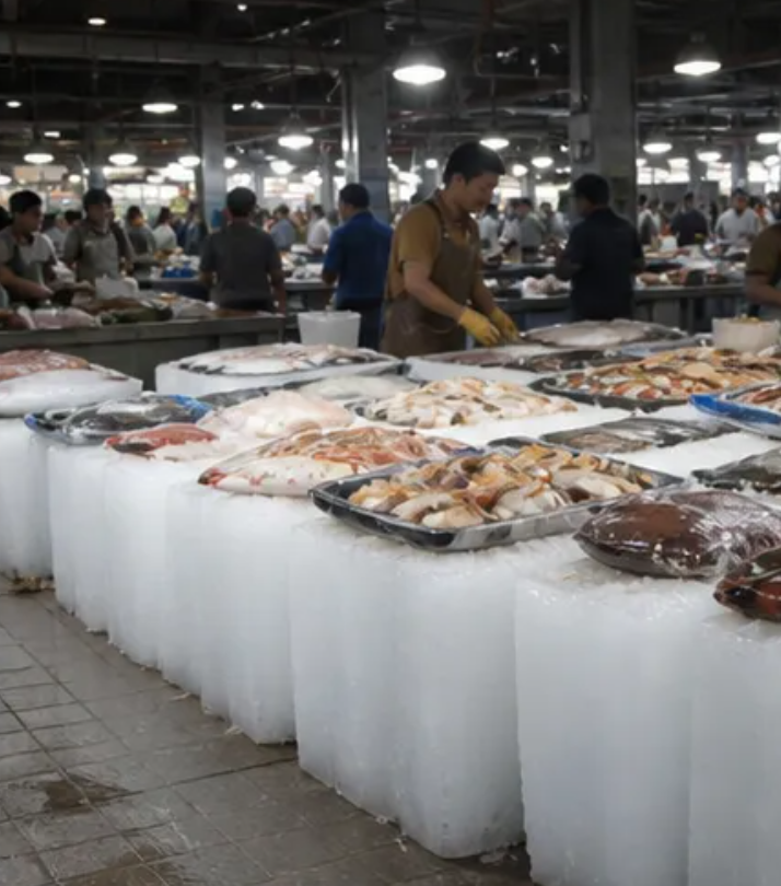 海宁海鲜市场工业冰块铺冰保鲜
